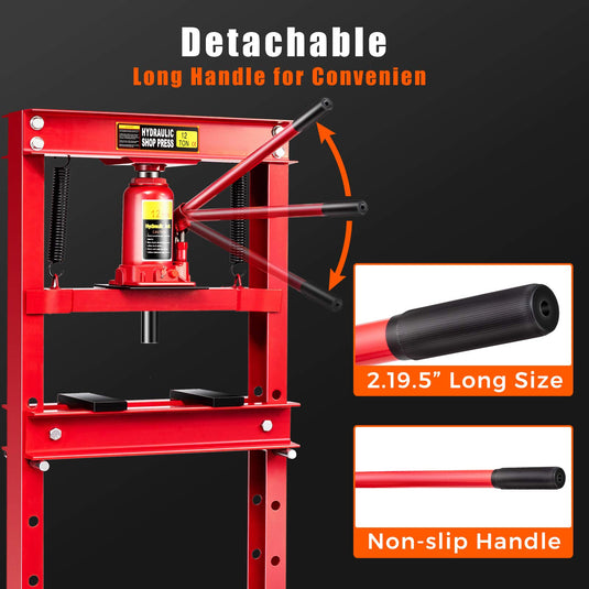 Goplus 12 Ton Hydraulic Shop Floor Press Floor Stand Jack for Gears and Bearings