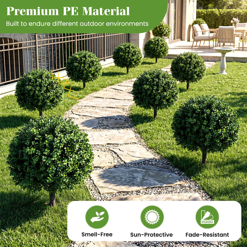 Load image into Gallery viewer, Goplus 27" Artificial Boxwood Topiary Trees Set of 2 with Ground Spikes
