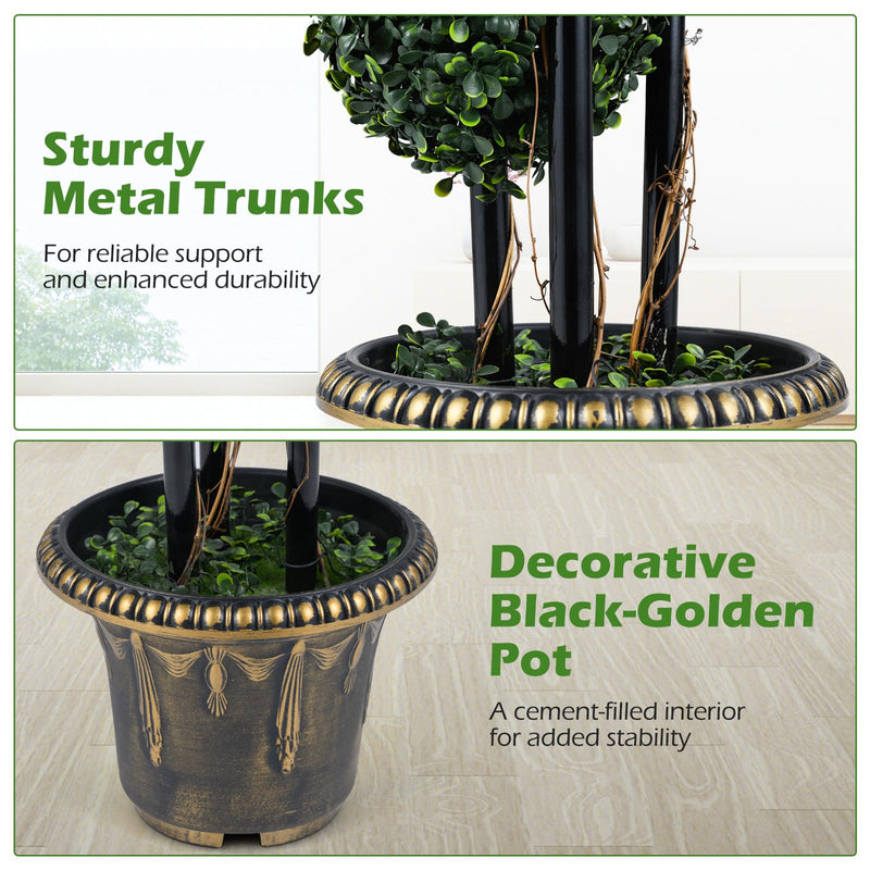Load image into Gallery viewer, Goplus 3 FT Artificial Boxwood Topiary Tree Sun-Protective Triple Ball Fake Plants Shrubs (1/2 Pack)

