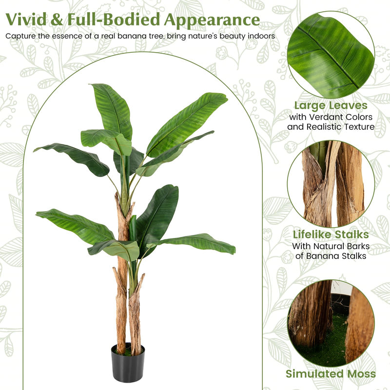 Load image into Gallery viewer, Goplus 5.5 FT Tall Artificial Banana Tree
