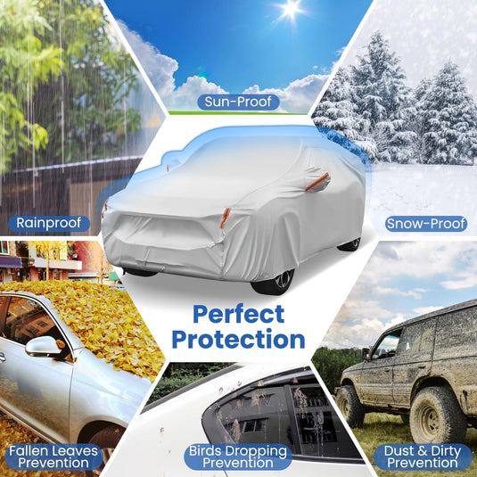 Goplus Car Cover for Automobiles, Outdoor Full Cover with Cotton Lining, Waterproof
