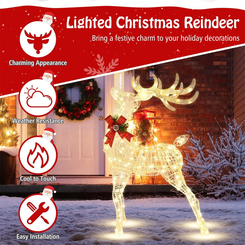 Load image into Gallery viewer, Goplus Lighted Christmas Reindeer | 4.4 FT Pre-Lit Xmas Holiday Decoration

