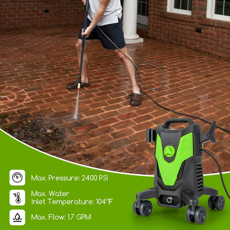 Load image into Gallery viewer, Goplus Electric Pressure Washer, 2400 PSI 1.7 GPM High Pressure Power Washer w/4 Quick Nozzles &amp; Universal Wheels
