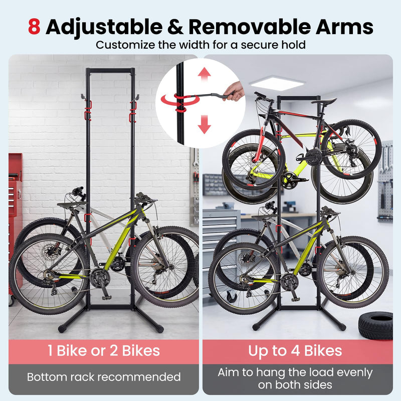 Load image into Gallery viewer, Goplus 4 Bike Storage Rack Indoor Freestanding Bike Rack for Garage
