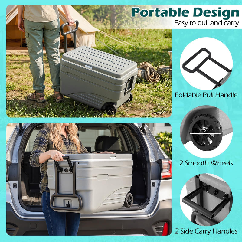 Load image into Gallery viewer, Goplus Portable Wheeled Ice Cooler All-Weather HDPE Ice Chest with Foldable Pull &amp; Carry Handles

