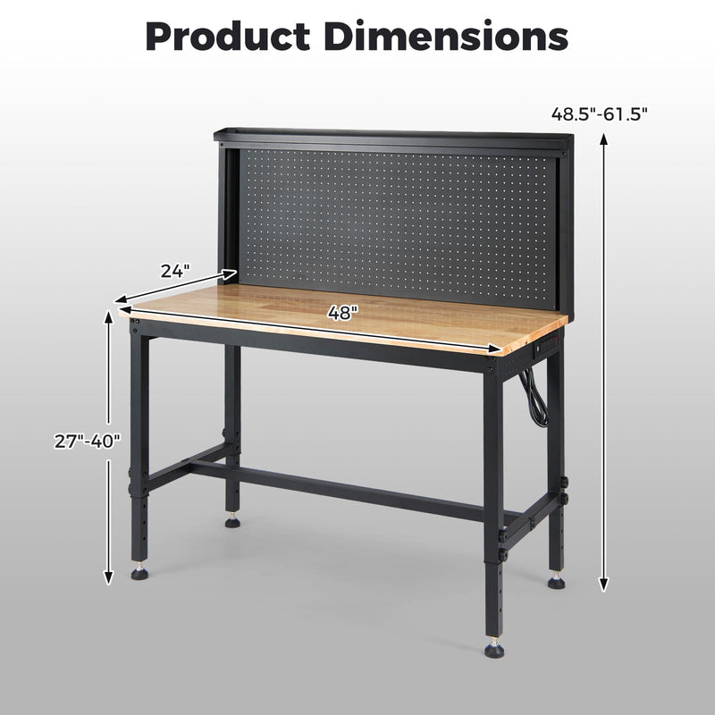 Load image into Gallery viewer, Goplus 48" Heavy Duty Workbench with AC/USB Outlets and Pegboard
