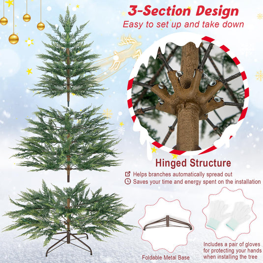 Goplus 6.5ft / 7.5ft Simulated Artificial Cypress Xmas Tree with Warm-White Fairy LED Lights