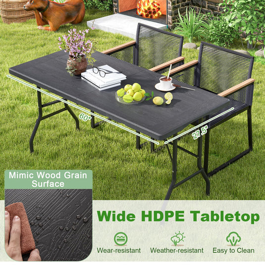 Goplus 5ft Heavy-Duty Rectangular Folding Table with Handle