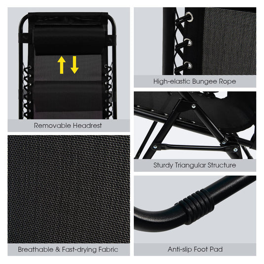 Goplus 2PC Zero Gravity Chairs Lounge Patio Folding Recliner