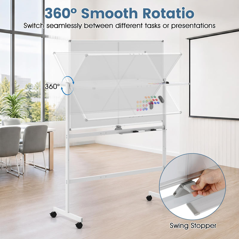 Load image into Gallery viewer, Goplus 48” x 36” Mobile White Board with Lockable Universal Wheels
