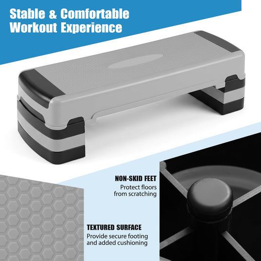 Goplus 35.5" Aerobic Step Platform w/4 Risers | Exercise Stepper for Home Gym Workout