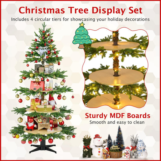 Goplus 6.4 FT Pre-Lit Artificial Christmas Tree with 360° Rotatable Base