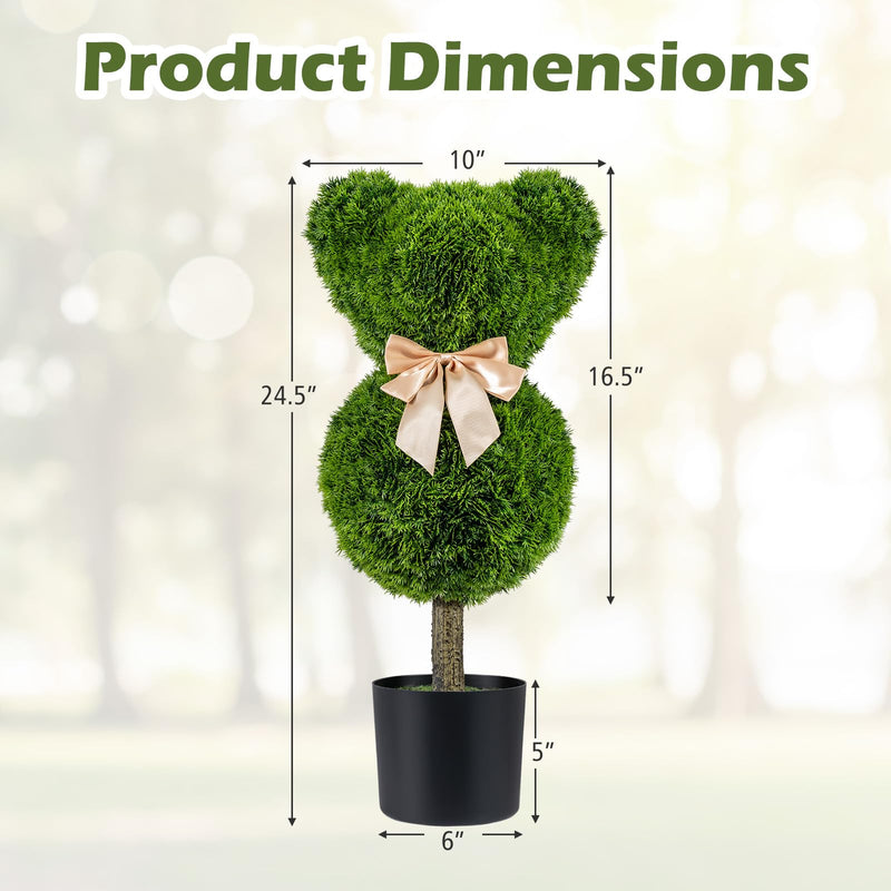 Load image into Gallery viewer, Goplus 2 Pcs Bear Topiary Trees with Pots 24.5" Decorative Artificial Animal Shrubs
