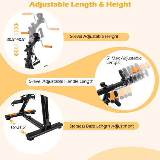 Pedal Exerciser with Adjustable Resistance for Arm and Leg Workout-Orange