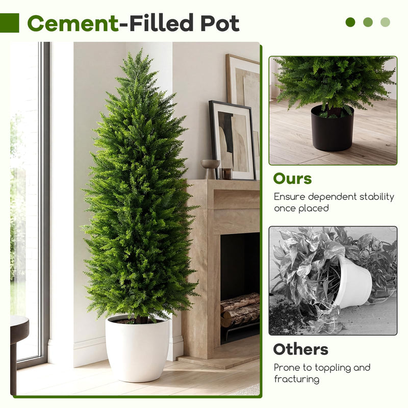 Load image into Gallery viewer, Goplus 4 FT Artificial Faux Cedar Cypress Plants in Cement-Filled Pots Set of 2
