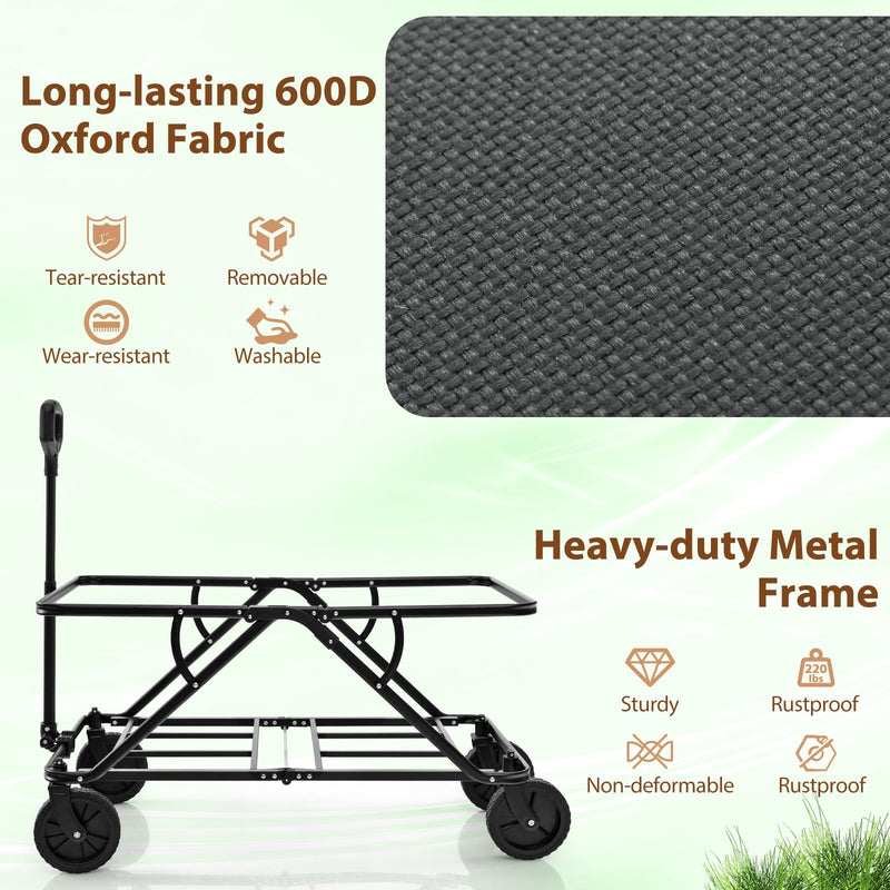 Load image into Gallery viewer, Goplus Collapsible Foldable Wagon, Heavy-Duty Wagon Cart w/Adjustable Handlebar, Bottle Holders &amp; Storage Pocket
