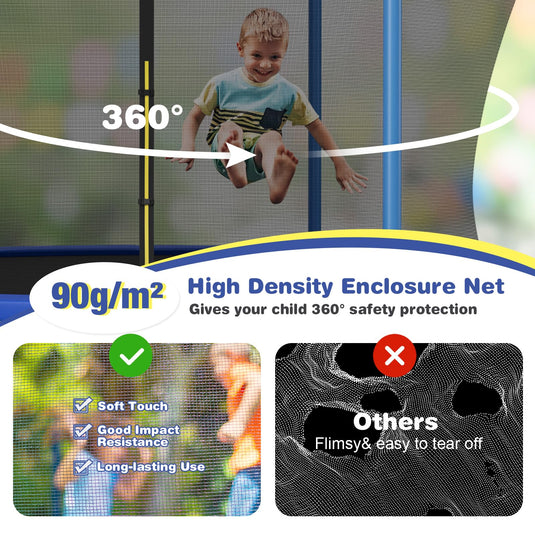 Goplus 12FT 14FT ASTM Approved Trampoline with Basketball Hoop and Internal-Net