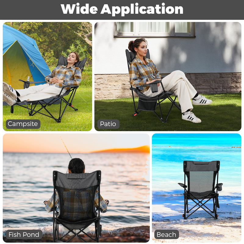 Load image into Gallery viewer, Goplus Folding Beach Chair w/4-position Backrest &amp; Carrying Bag 330LBS Capacity
