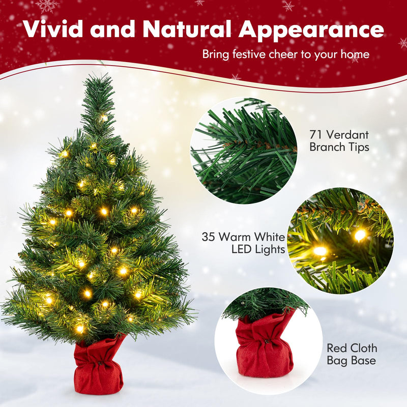 Load image into Gallery viewer, Goplus Tabletop Battery Operated Small Fir Xmas Tree with Warm White LED Lights
