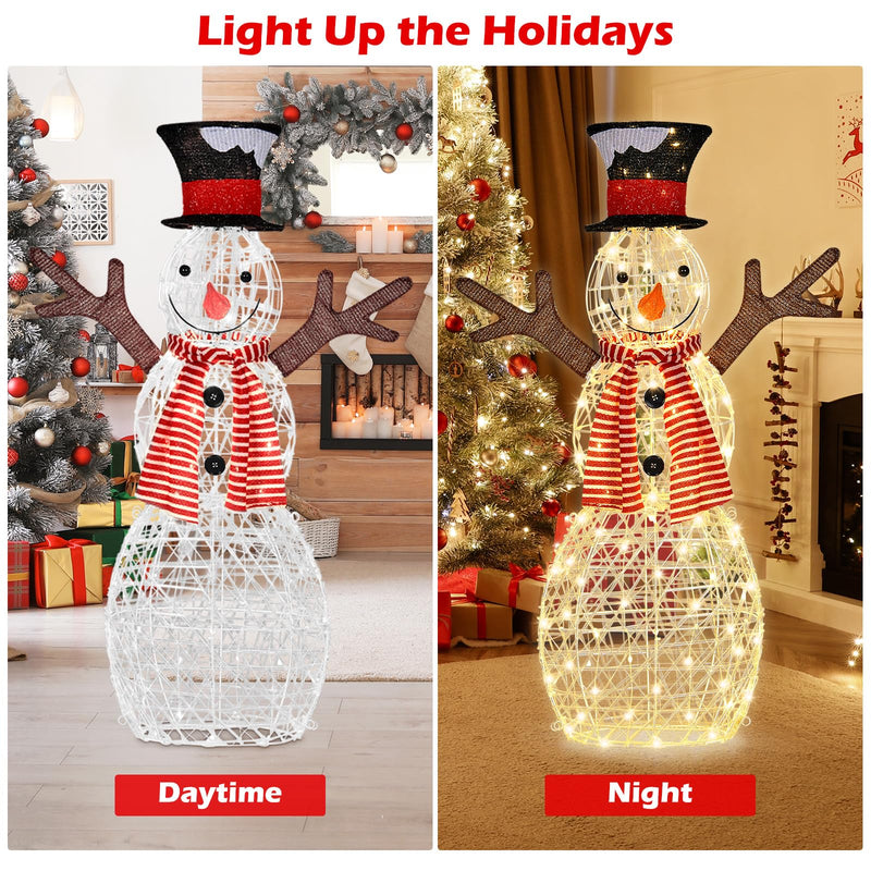 Load image into Gallery viewer, Goplus 3.6 FT Lighted Christmas Snowman with 80 LED Lights
