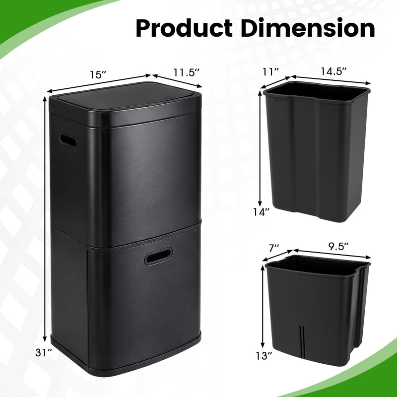 Load image into Gallery viewer, Goplus 13 Gal Stainless Steel Kitchen Trash Can w/Recycling Bin
