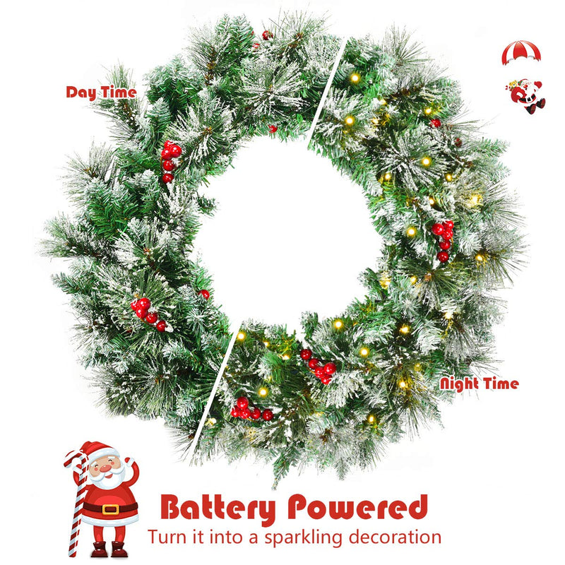 Load image into Gallery viewer, Goplus Snow Flocked Christmas Wreath for Doorway Window Wall
