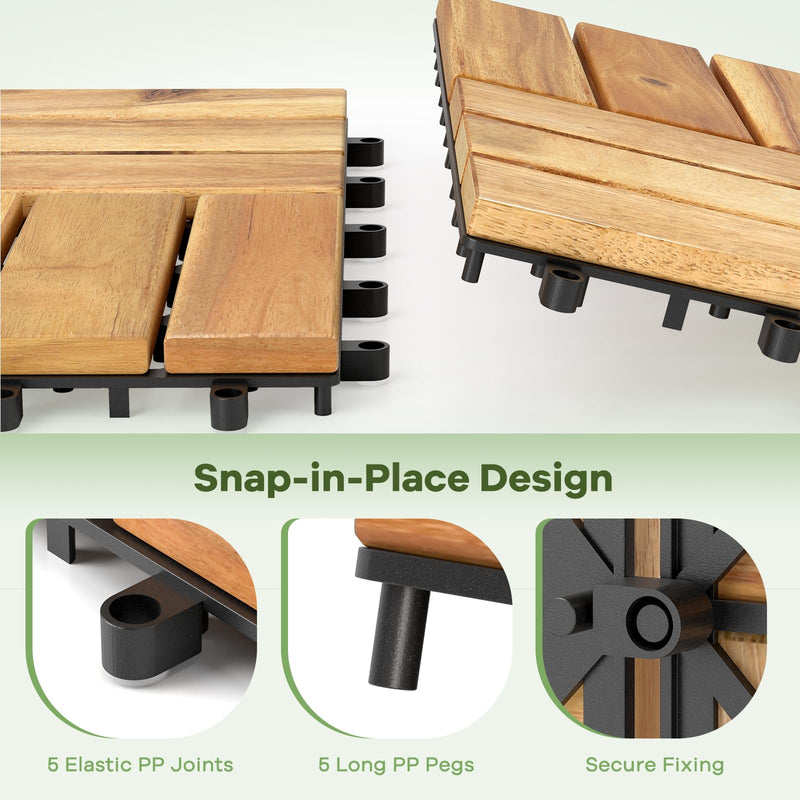 Load image into Gallery viewer, 12&quot; x 12&quot; Snap-Lock Outdoor Interlocking Flooring Tiles 30 Pcs
