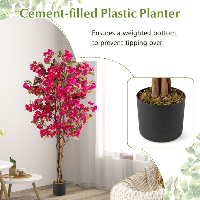 Load image into Gallery viewer, Goplus 6 FT Bougainvillea Artificial Tree Artificial Plants for Indoor Decor
