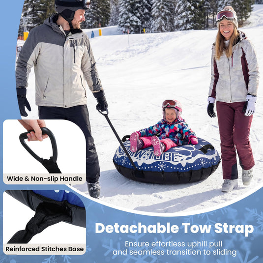 Goplus 42" Heavy-Duty Snow Sledding Tube with Detachable Tow Strap Thickened Bottom