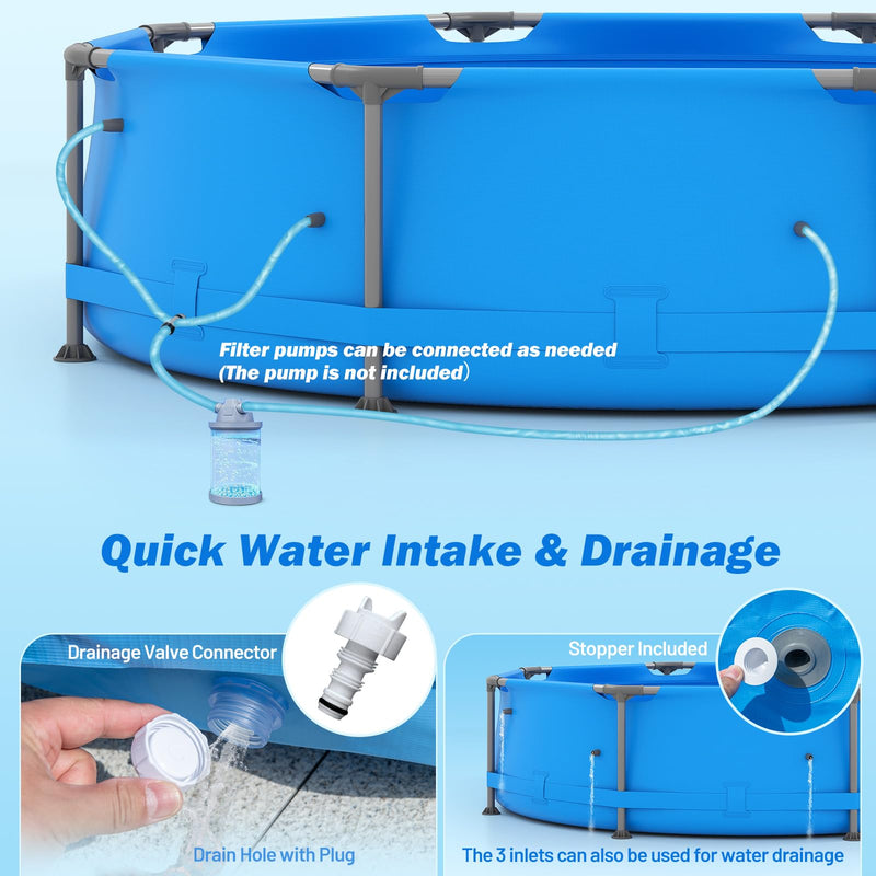 Load image into Gallery viewer, Goplus 10&#39; x 10&#39; x 30&#39;&#39; Metal Frame Family Pool Set w/PVC Fabric &amp; Drainage Valve Connector
