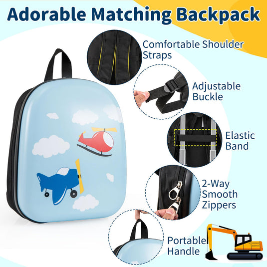 2 PCS Kid Luggage Set With Spinner Wheels for Children Boys Girls-Dark Blue