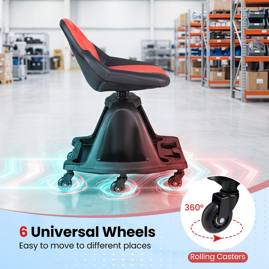 Goplus Rolling Shop Stool | 330 LBS Capacity Garage Mechanic Stool Seat