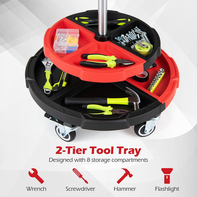 Load image into Gallery viewer, Goplus Rolling Mechanic Stool with Cushioned Seat w/ Dual Tool Trays
