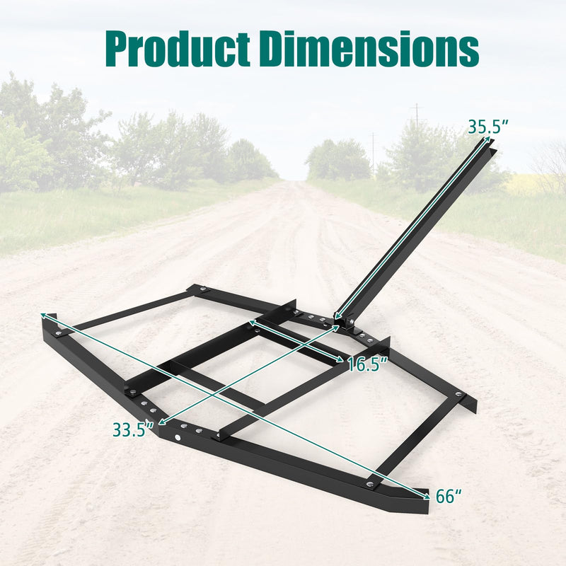 Load image into Gallery viewer, Goplus 66&quot; Wide Driveway Drag Tow Behind Landscape Leveling Rake w/Reinforced Bars
