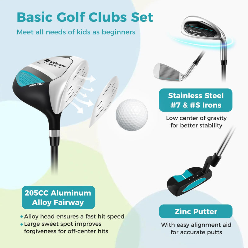 Load image into Gallery viewer, Goplus Junior Complete Golf Club Set for Kids, Right Hand Golf Clubs with Stand Bag, Rain Hood
