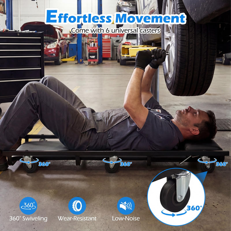 Load image into Gallery viewer, Goplus 40 Inch Padded Rolling Creeper with Adjustable Backrest &amp; Headrest
