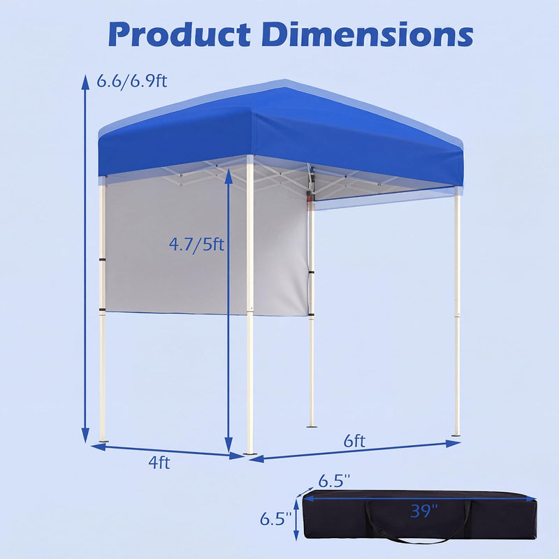 Load image into Gallery viewer, Goplus 6 x 4 FT Pop Up Canopy UPF50+ Easy Setup Tent w/ 1 Half Sidewall
