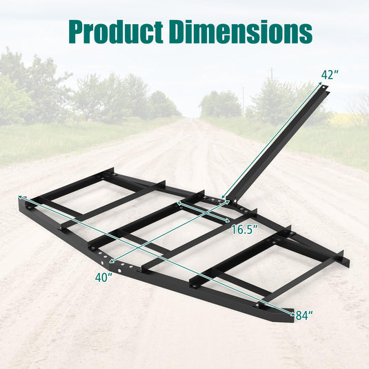 Goplus 84" Wide Driveway Drag Tow Behind Landscape Leveling Rake w/Reinforced Bars