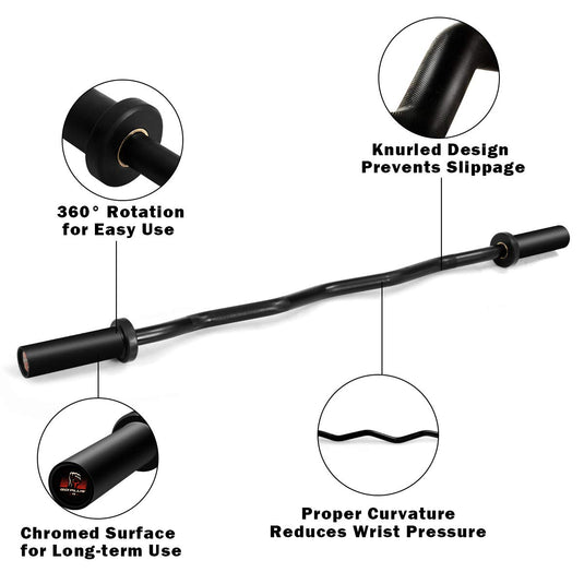 400Lbs Olympic EZ Curl Bar for Strength Training