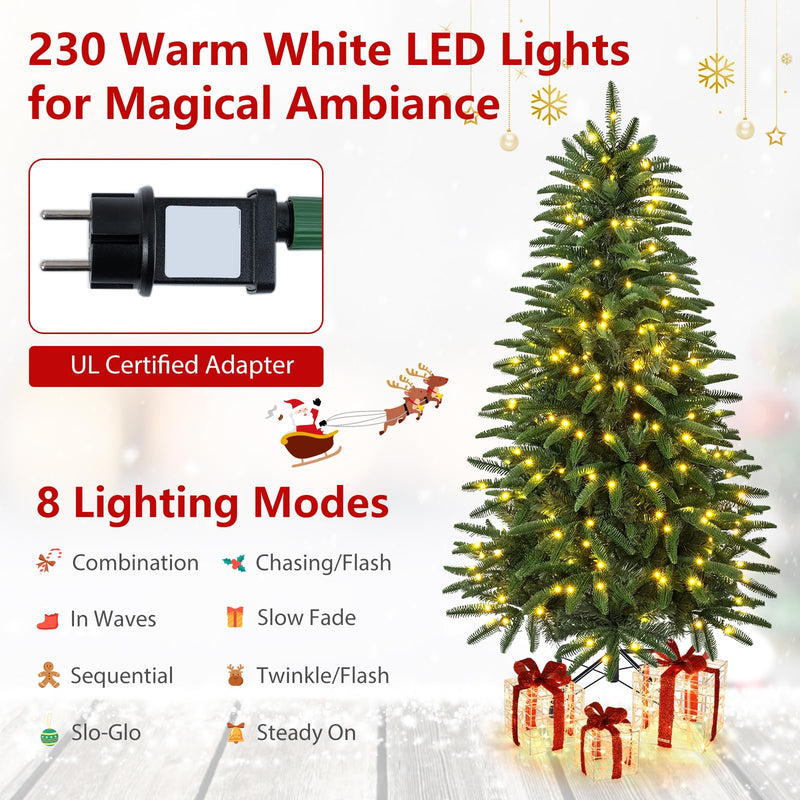 Load image into Gallery viewer, Goplus 5ft/6ft/7ft Pre-Lit Hinged Christmas Tree with 3 Lighted Gift Boxes
