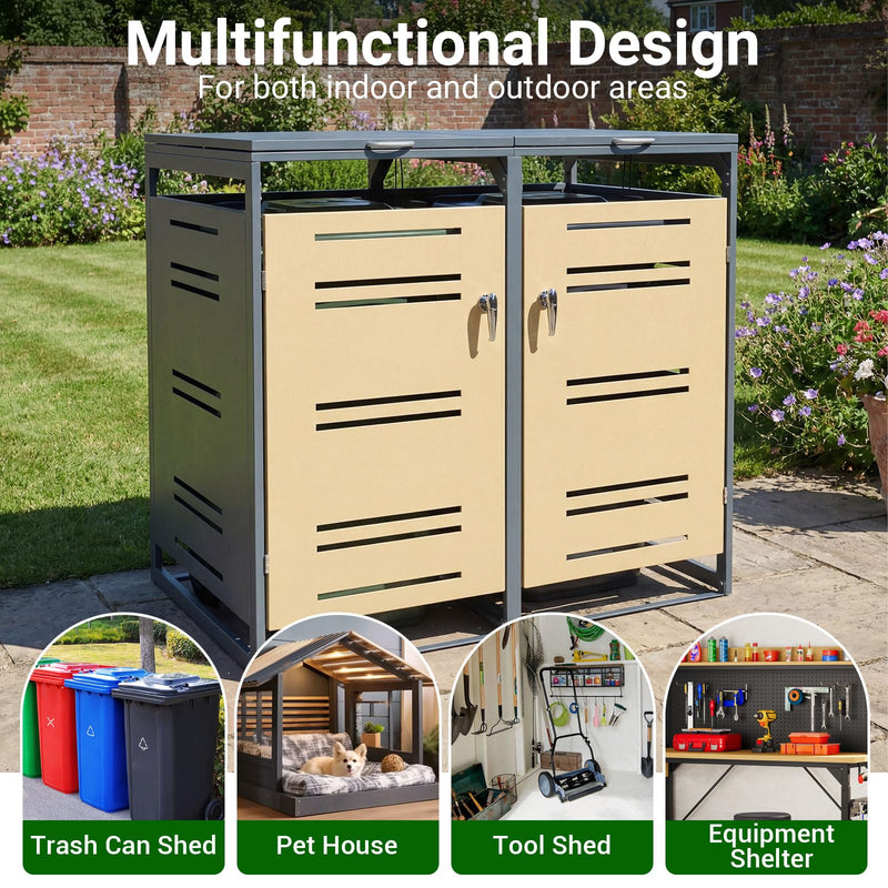 Load image into Gallery viewer, Goplus 52"x32"x46" Outdoor Trash Can Storage
