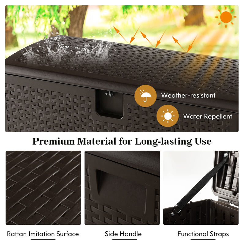 Load image into Gallery viewer, Goplus Outdoor Storage Box, 31 73 100 Gallon Waterproof Resin Patio Storage Box with Lockable Lid, Side Handle for Pillows, Cushions

