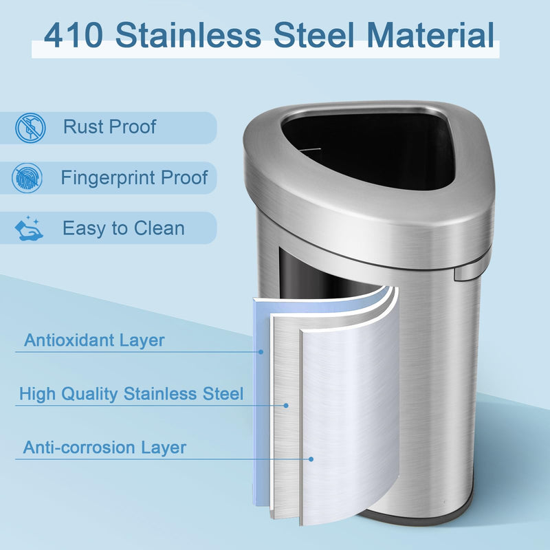 Load image into Gallery viewer, Goplus 16 Gallon/60L Stainless Steel Corner Trash Can, Triangular Rubbish Trash Bin with Lid
