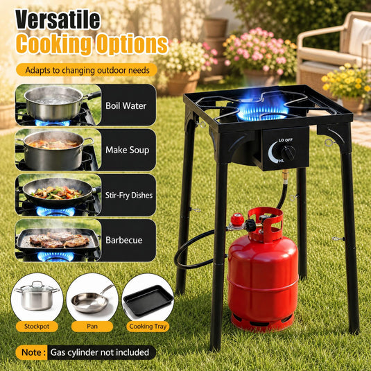 Goplus Outdoor Single Burner Gas Stove | 80,000 BTU High Pressure for Cooking BBQ Frying