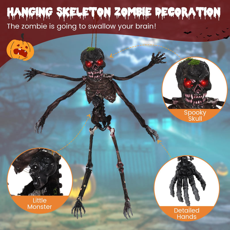Load image into Gallery viewer, Goplus 6 FT Animated Halloween Decoration Hanging Zombie Sound-Activated Skeleton Decoration
