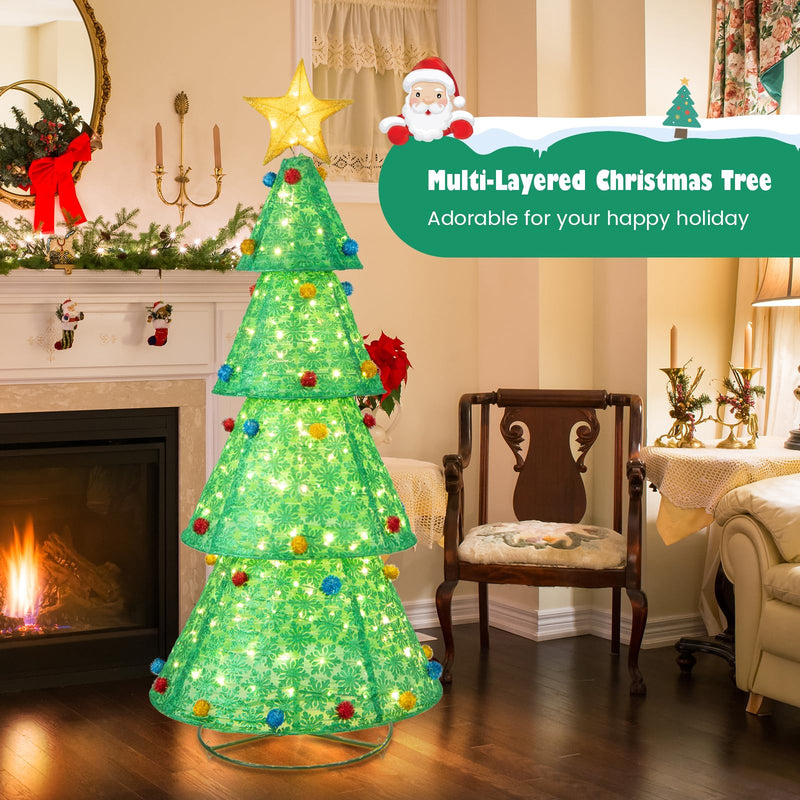Load image into Gallery viewer, Goplus 6.5FT Pull-Up Christmas Tree with 200 Warm White LED Lights
