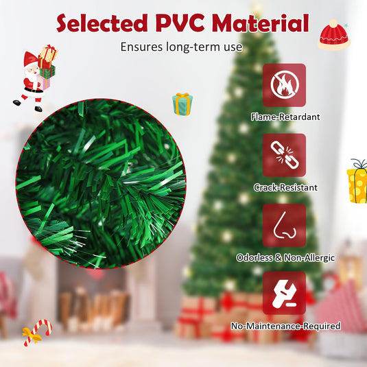 Goplus 7ft Fiber Optic Artificial Christmas Tree Pre-Lit Christmas Tree with 40 Star LED Lights