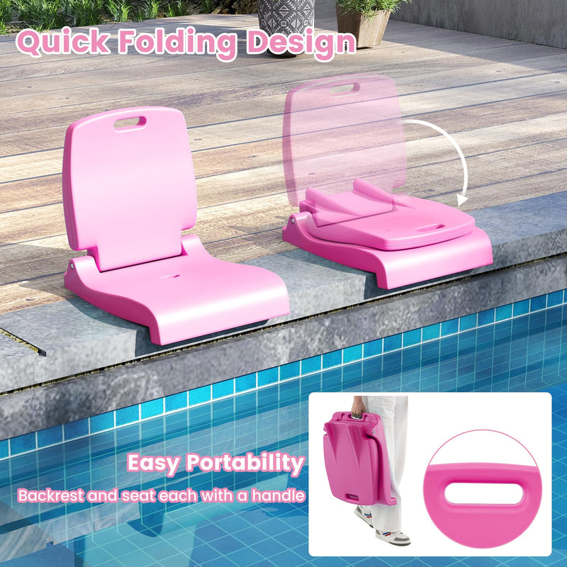 Load image into Gallery viewer, Goplus Foldable Portable Flip Seat with Back Support &amp; 2 Handles for Edge of Pool
