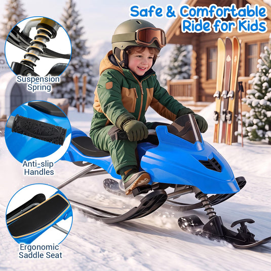 Goplus Snow Racer Sled with Brakes Steering Handle and Tow Ropes