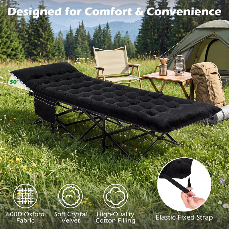 Load image into Gallery viewer, Goplus Camping Cot for Adults with Soft Padded Mat | Heavy-Duty Folding Portable Oxford Sleeping Bed
